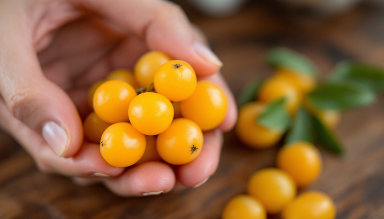 손으로 용안 껍질, 크기, 단단함, 향기를 확인하는 모습의 클로즈업 사진