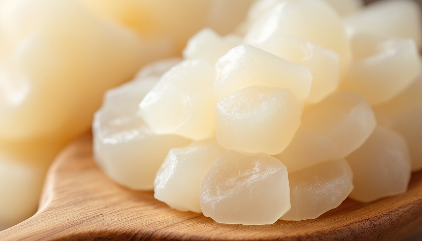 마카푸노 코코넛 과육의 쫀득하고 크리미한 질감을 확대해서 보여주는 사진