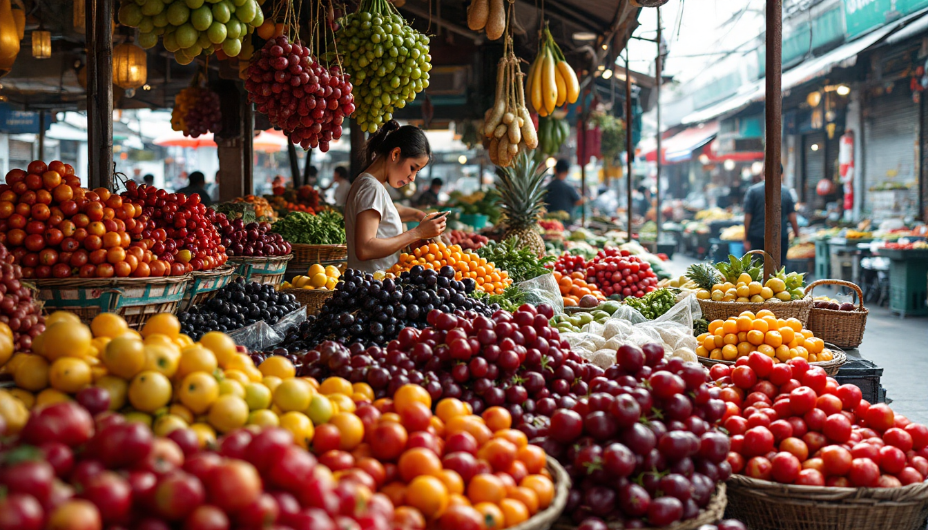 베트남의 풍부한 유기농 과일 시장과 두리안, 망고, 패션프루트 등 신선한 과일들