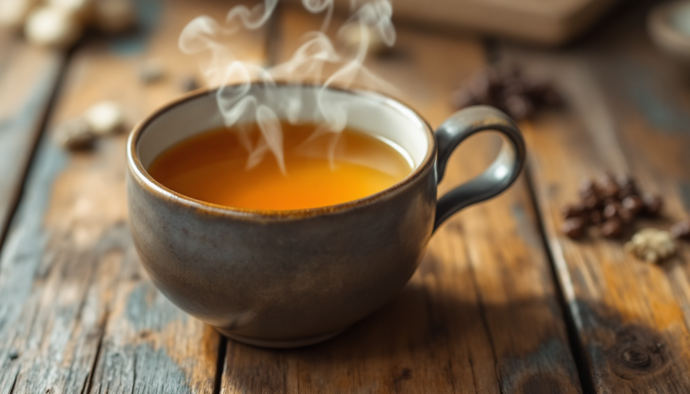 건조 용안육과 생강, 대추를 곁들인 따뜻한 용안 차 한잔