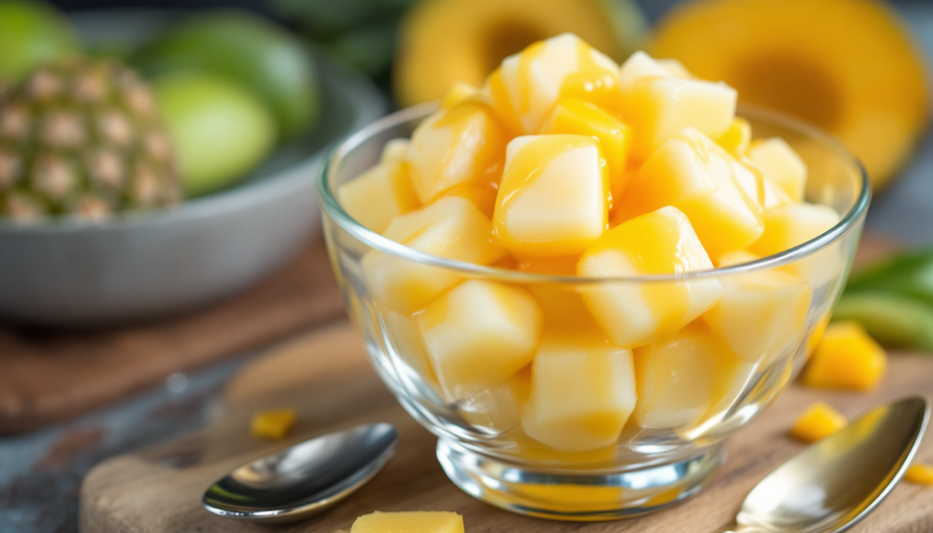 마카푸노 연유 젤리 디저트를 담은 투명 볼