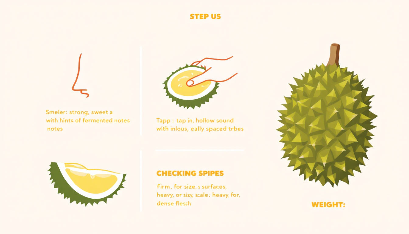 신선하고 잘 익은 두리안 고르는 방법 체크리스트 인포그래픽