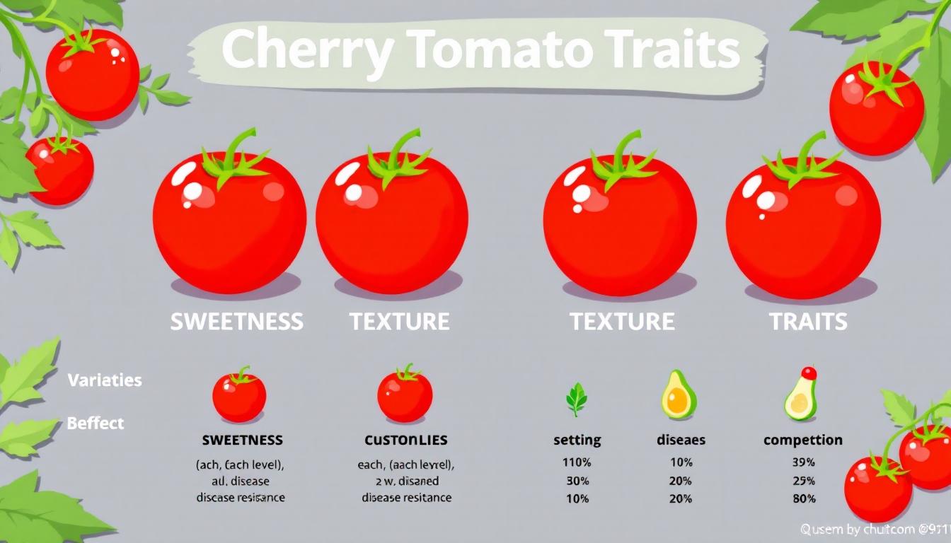 방울토마토 품종별 당도, 식감, 색상, 내병성 등을 아이콘과 함께 비교한 인포그래픽 스타일 표