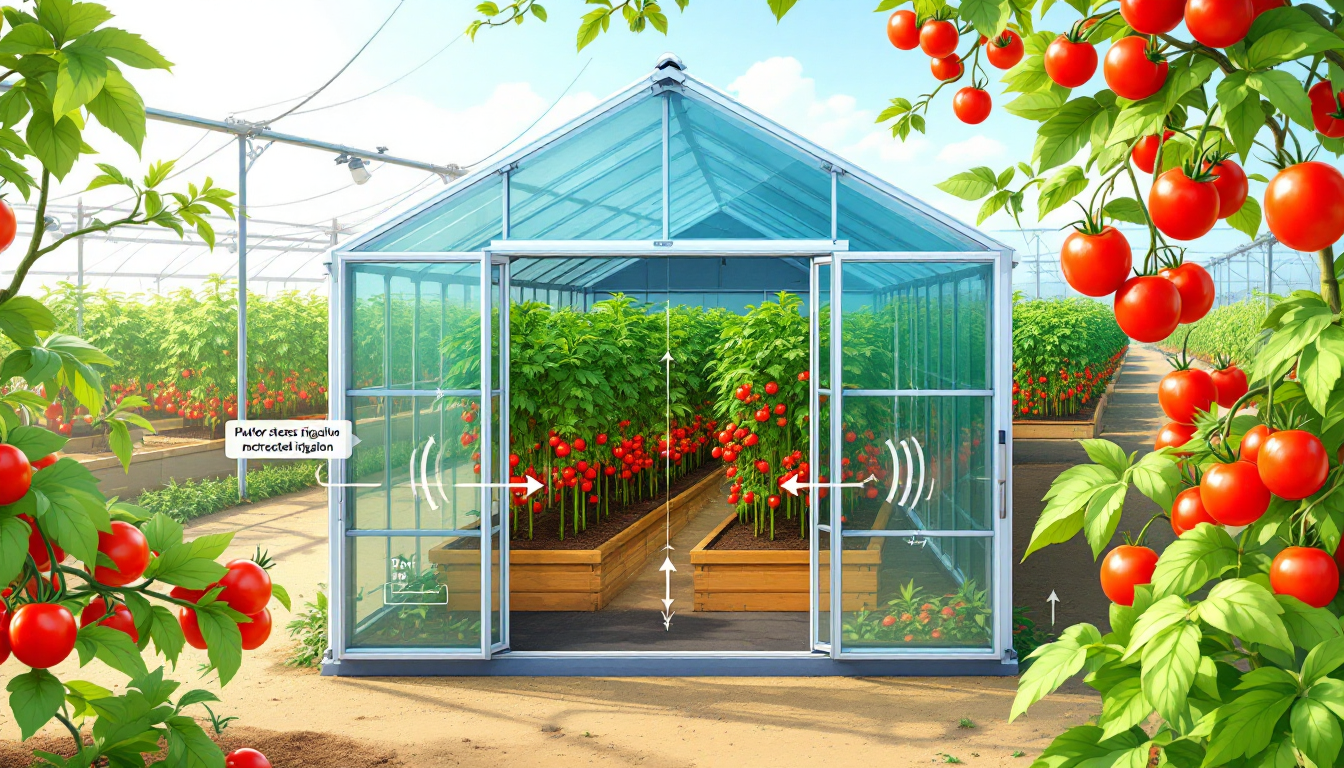 고당도 방울토마토 재배를 위한 스마트팜 내부와 수분 스트레스 농법을 설명하는 장면