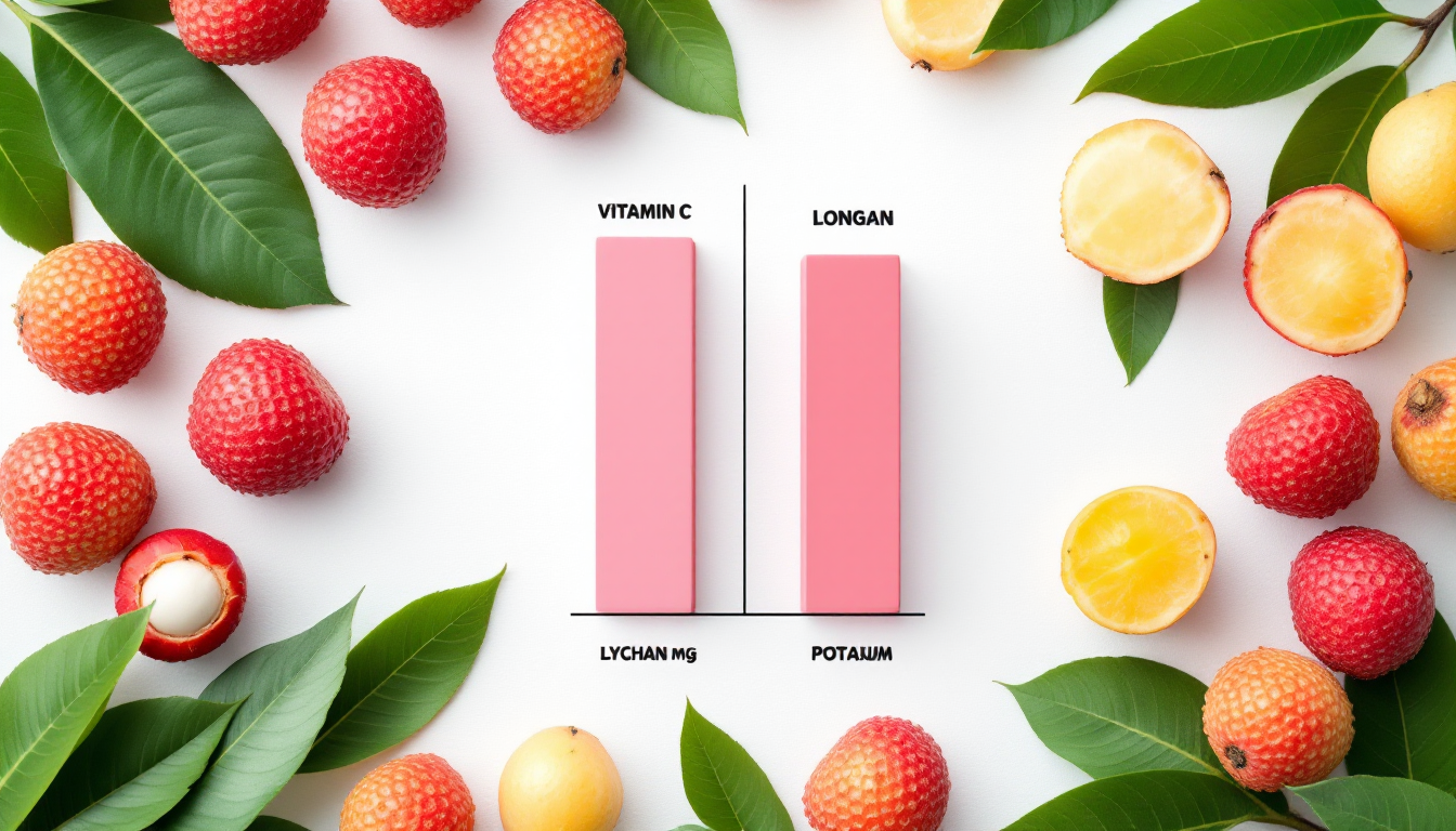 용안과 리치의 영양성분 비교 차트 그래픽 이미지