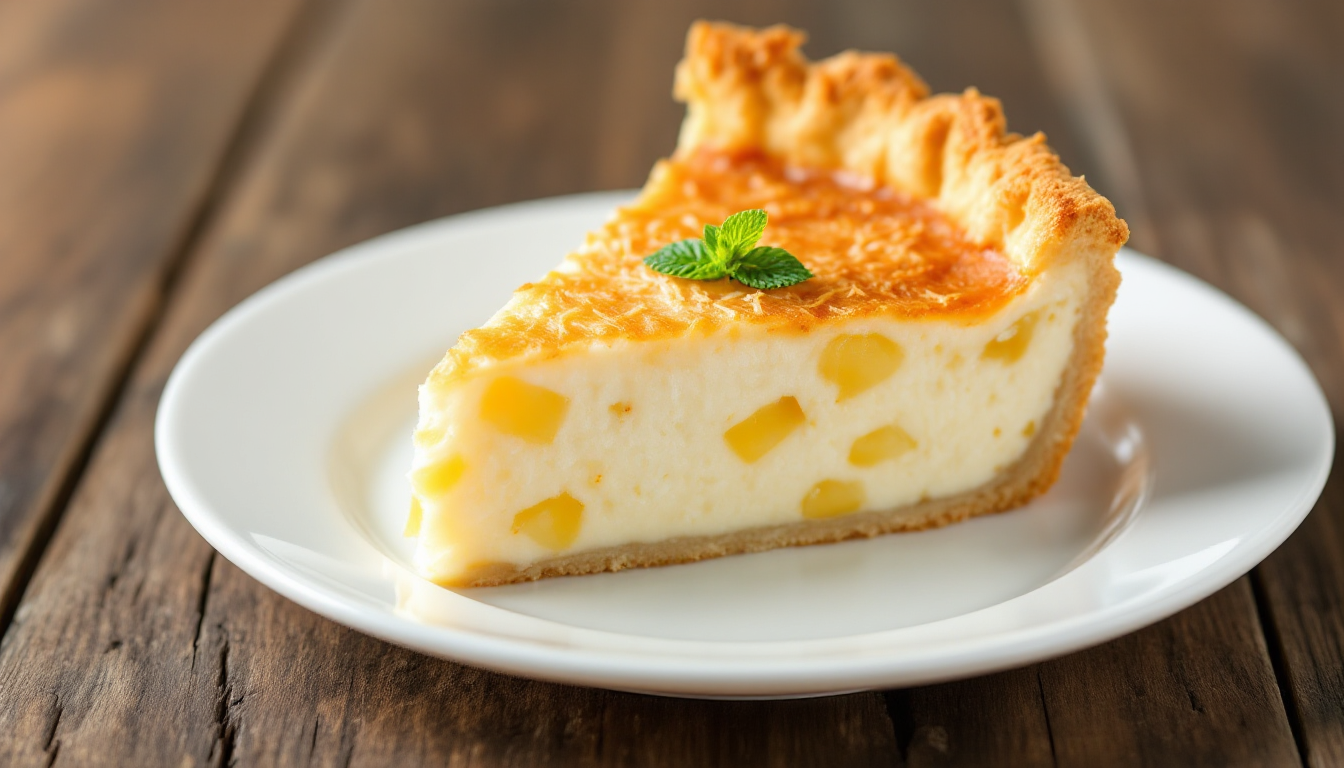 촉촉하고 부드러운 마카푸노 코코넛 파이 한 조각 사진