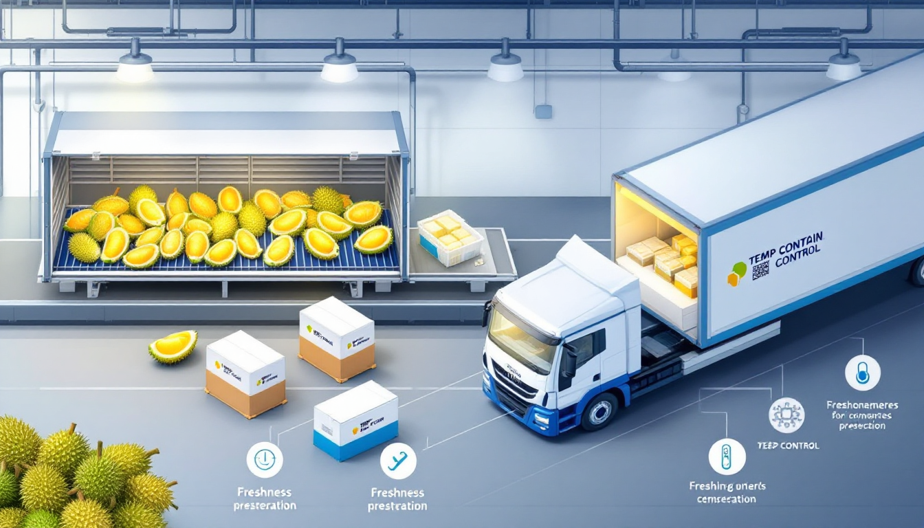 두리안의 신선도 유지를 위한 콜드체인 시스템과 저온 컨테이너 운송 과정