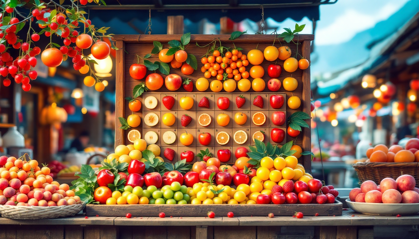 대만의 계절별 대표 과일이 포함된 과일 시즌 캘린더 이미지